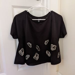 Lily Black Cropped Trapeze Tee - Size S